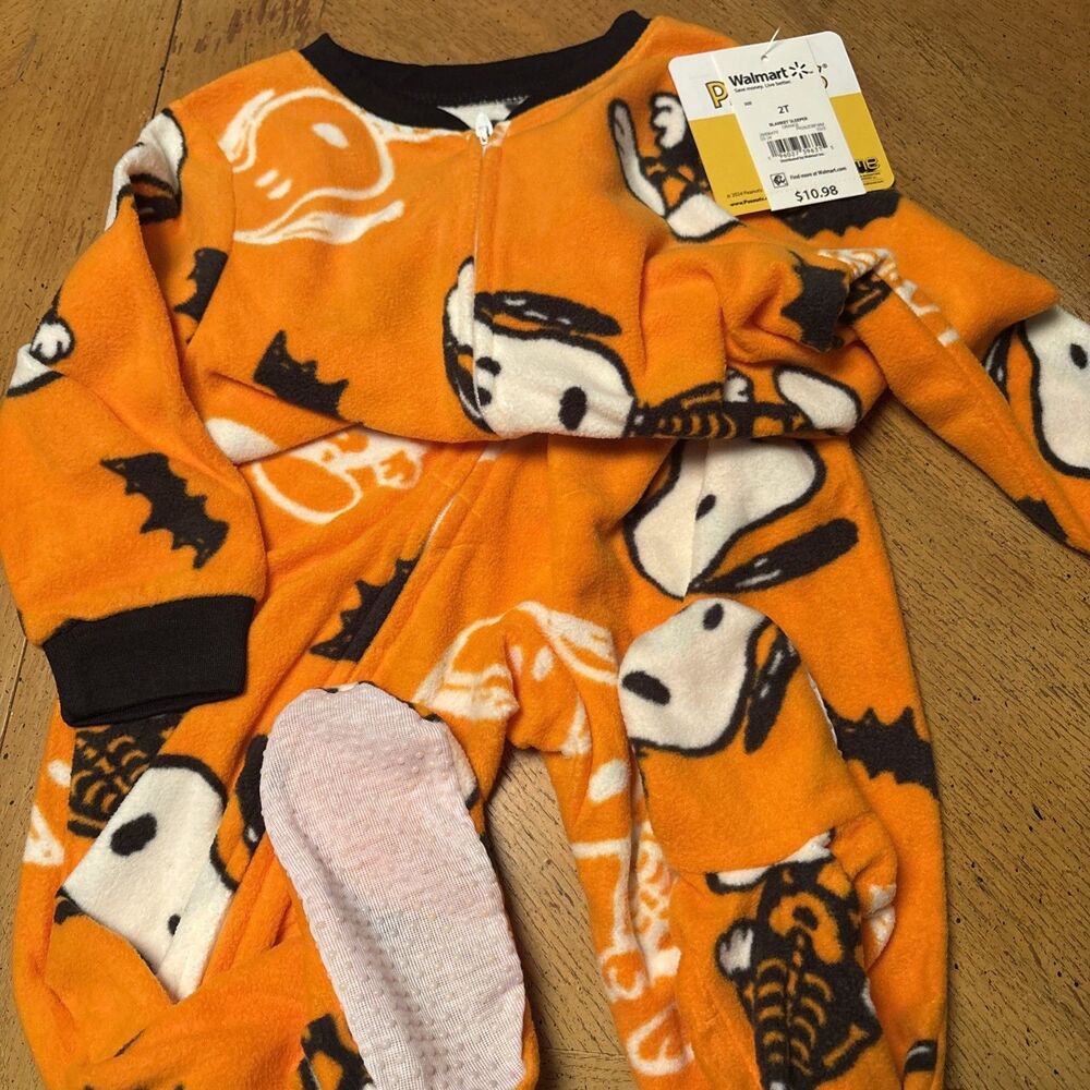 NWT Peanut Halloween‎ 1 Piece Cotton Fleece Footed Pajamas  Size: 2 T